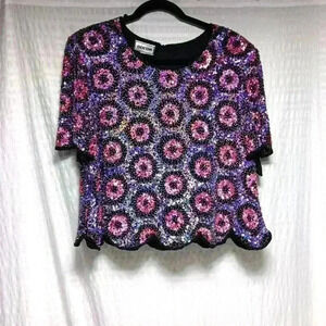 Vintage Odeon floral Sequence beading  top.